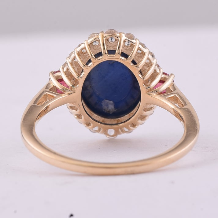 6.11 Ct Oval Sapphire 9K Gold Ring - 3