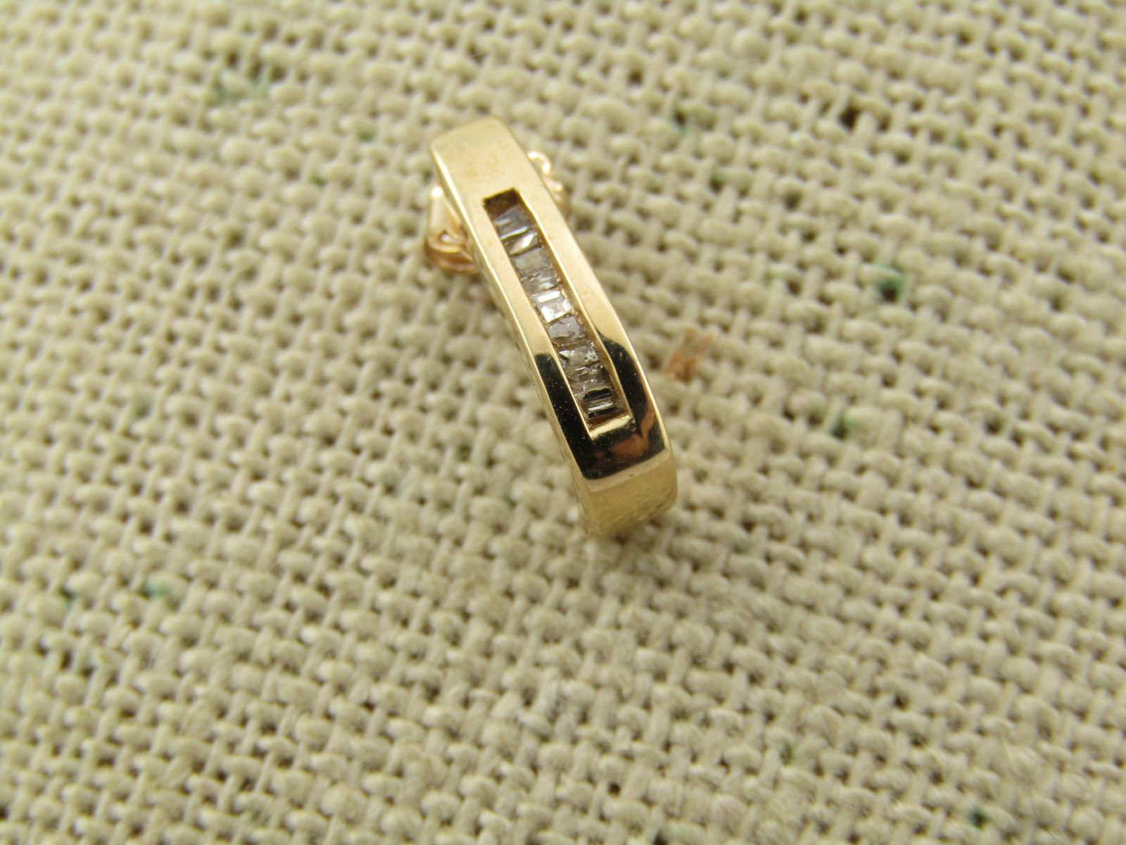 Vintage 10kt Channel Set Diamond Single Earring, Signed CI 1980's (1 of 4)