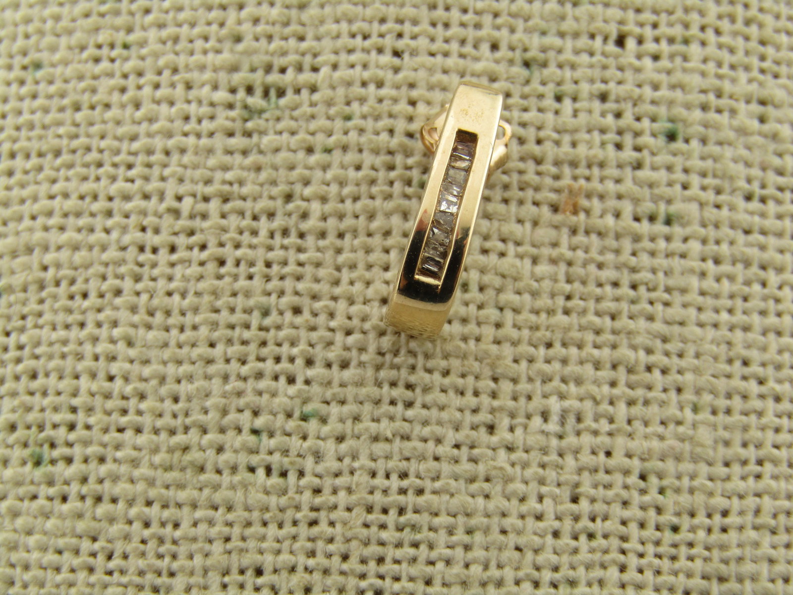 Vintage 10kt Channel Set Diamond Single Earring, Signed CI 1980's - 2