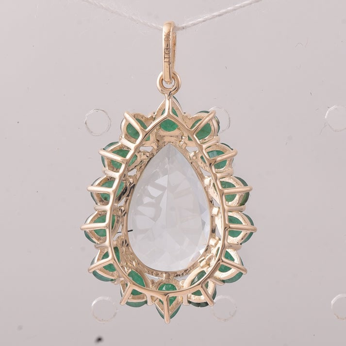 4.52 Ct Pear Aquamarine 9K Gold Pendant - 2