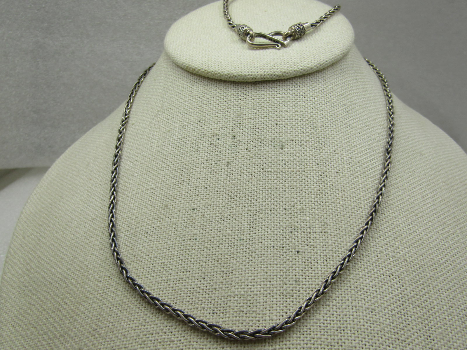 Vintage Sterling Byzantine Chain Necklace, 2.5mm", 24" Long, Signed BA: Title:Vintage Sterling Byzantine Chain Necklace, 2.5mm", 24" Long, Signed BA Description:Vintage Sterling Byzantine Chain Necklace, 2.5mm", 24" Long, Signed BA (which is Suarti). Marked .925 and Indon