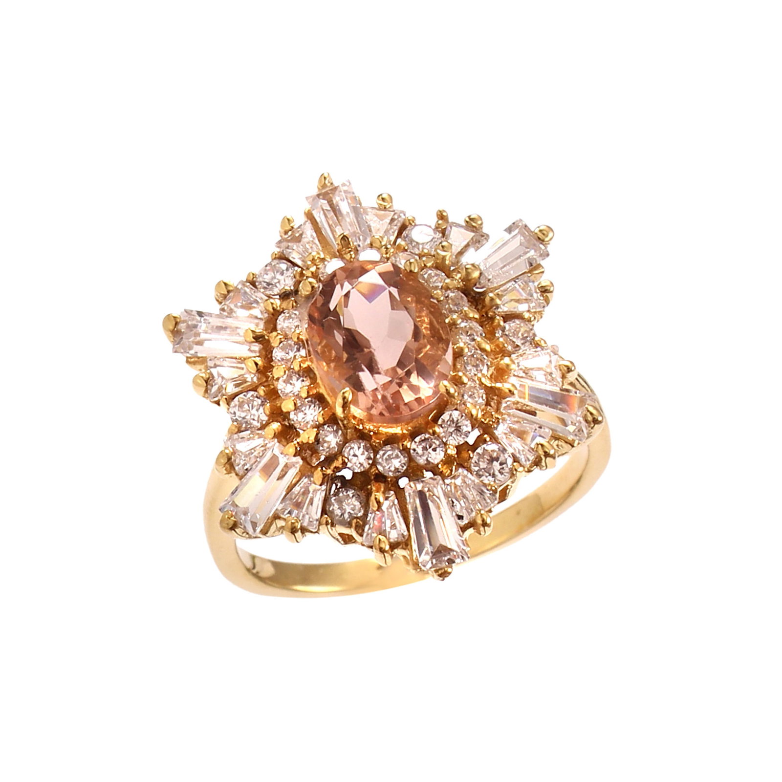 1.3 Carat Created Morgonite 925 Sterling Silver Cluster Ring - 3