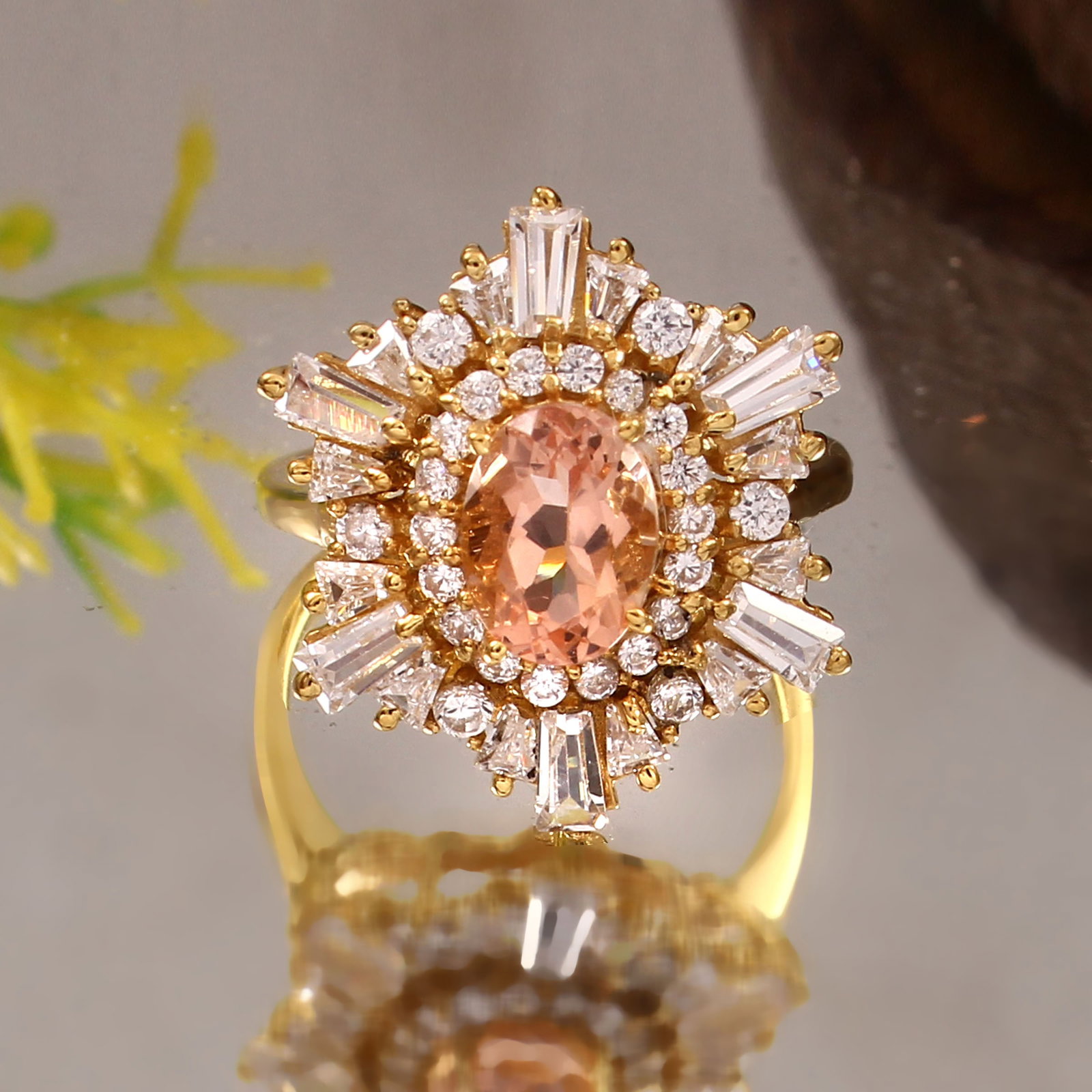1.3 Carat Created Morgonite 925 Sterling Silver Cluster Ring - 5