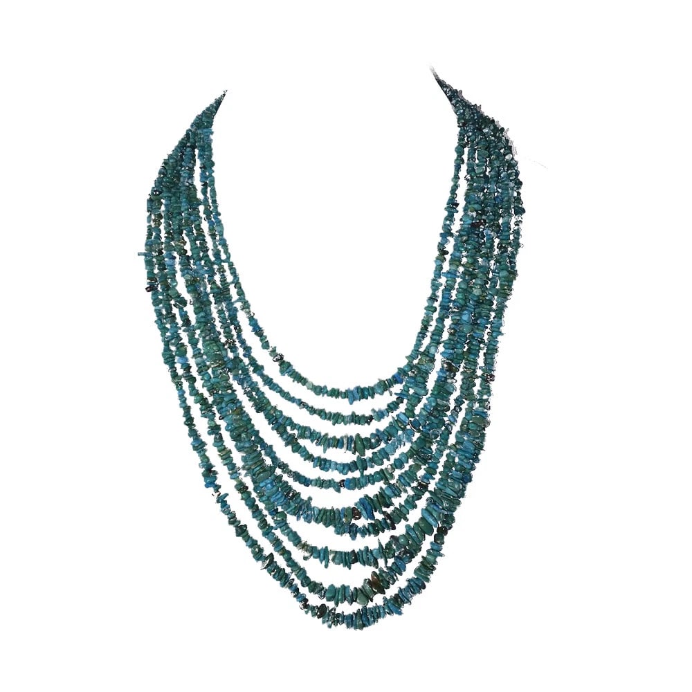 Massive Turquoise Chip Bead Multi Strand Necklace Bib (1 of 5)