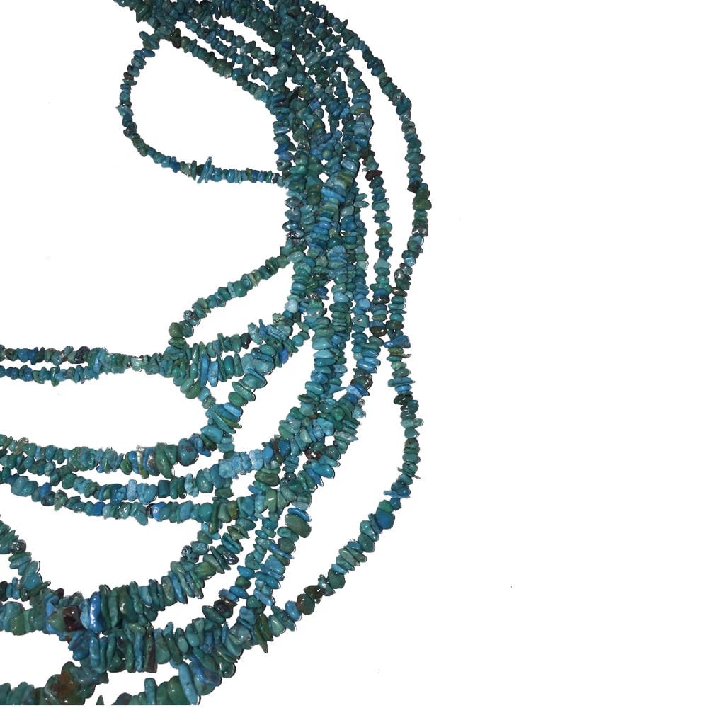 Massive Turquoise Chip Bead Multi Strand Necklace Bib - 3
