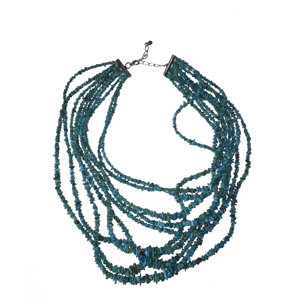Massive Turquoise Chip Bead Multi Strand Necklace Bib - 4