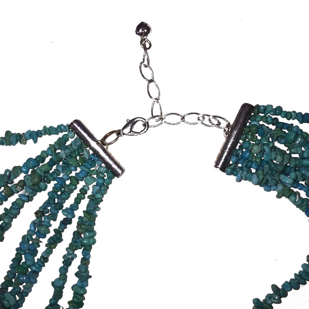 Massive Turquoise Chip Bead Multi Strand Necklace Bib - 5
