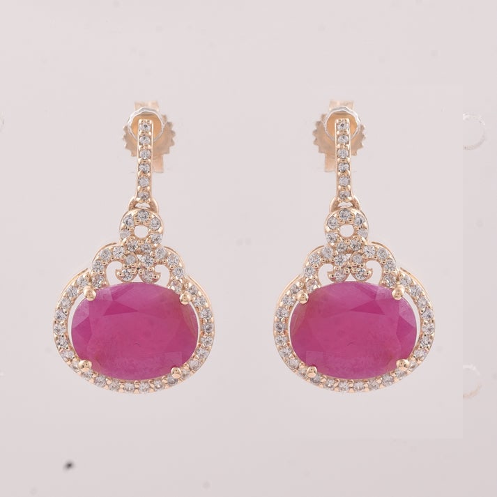 5.39 Ct Oval Ruby 9K Gold Earrings (1 of 5)