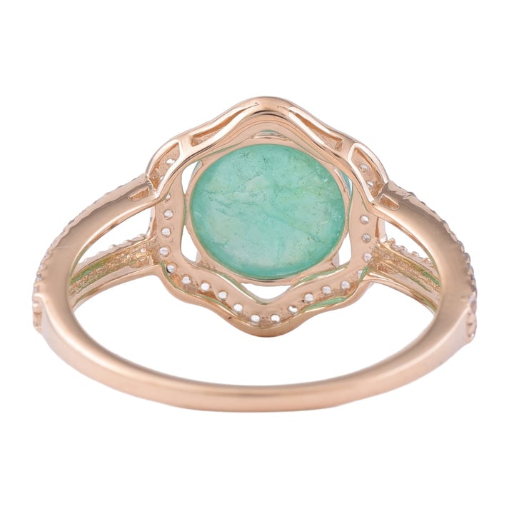 2.56 Ct Round Emerald 9K Gold Ring - 4