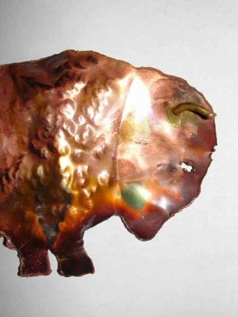 Artisan Massive Brutalist Hand Made Buffalo Brass Pin One of a Kind - 4