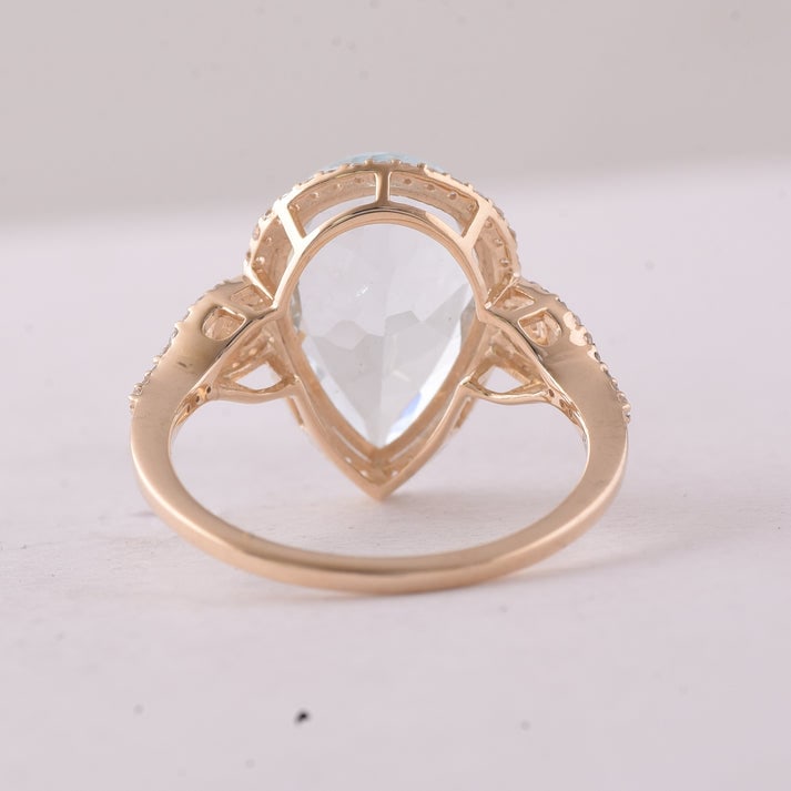 4.05 Ct Pear Aquamarine 9K Gold Ring - 3
