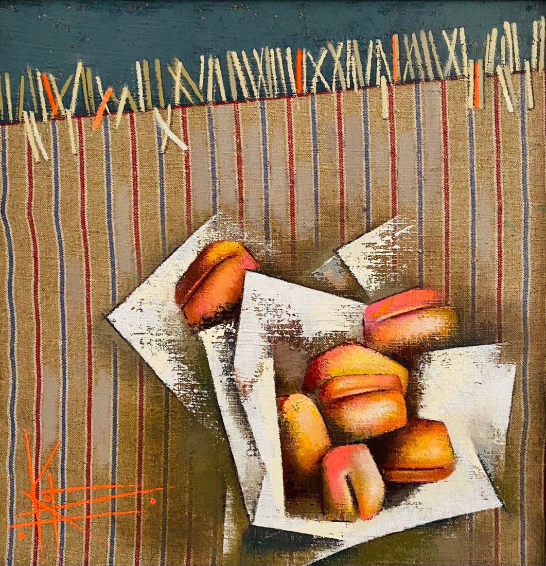 Abstract Oil painting Apricots Oksana Kyrylenko: 150KOR Painter: Oksana Kyrylenko S?ze: 36x35 cm/14,17x13,77 inches Components: oil, canvas, Original painting from our collection ERA:2025 Oksana Ivanivna was born on May 11, 1961 in the city of Chern