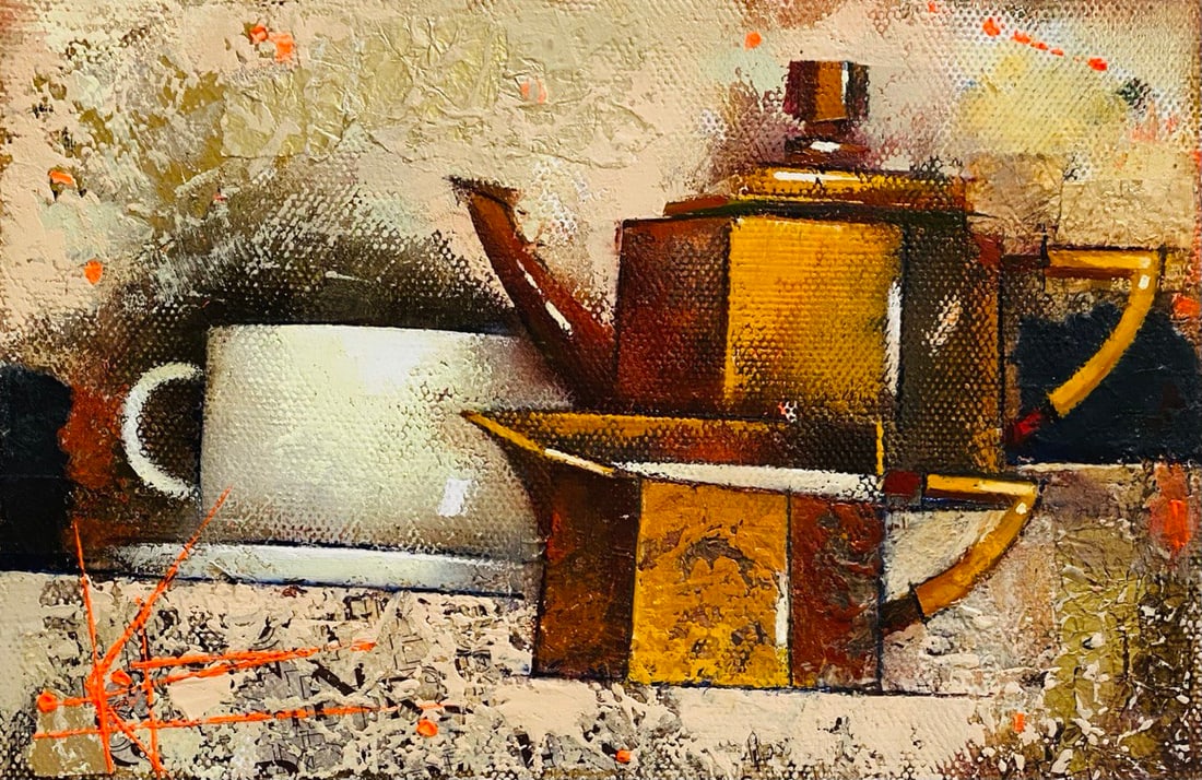 Abstract Oil painting Coffee Oksana Kyrylenko: 154KOR Painter: Oksana Kyrylenko S?ze: 20x30 cm/7,87x11,81 inches Components: oil, canvas, Original painting from our collection ERA:2025 Oksana Ivanivna was born on May 11, 1961 in the city of Cherni