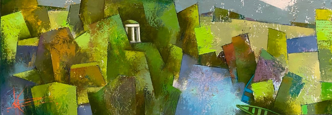 Abstract Oil painting Memories Oksana Kyrylenko: 158KOR Painter: Oksana Kyrylenko S?ze: 25x70 cm/9,84x27,55 inches Components: oil, canvas, Original painting from our collection ERA:2025 Oksana Ivanivna was born on May 11, 1961 in the city of Cherni