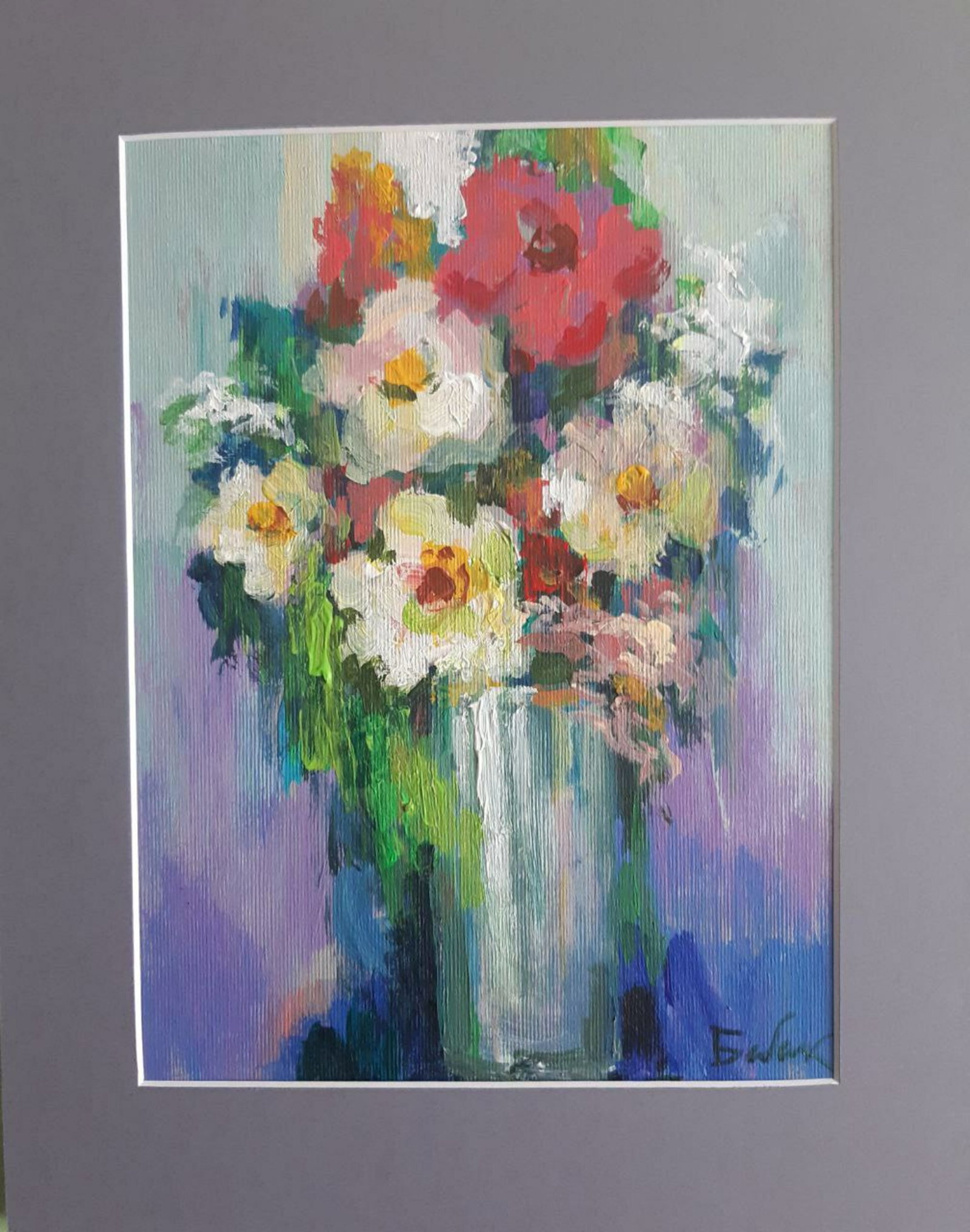 Acrylic painting Bouquet Vyacheslav Petrovich Babac: 167BA Painter: Vyacheslav Petrovick Babac S?ze: 28x21 cm/11,02x8,27 inches Components: Acrylic, cardboard Original painting from our collection ERA: 2023 About the artist: Born on August 24, 1946 to