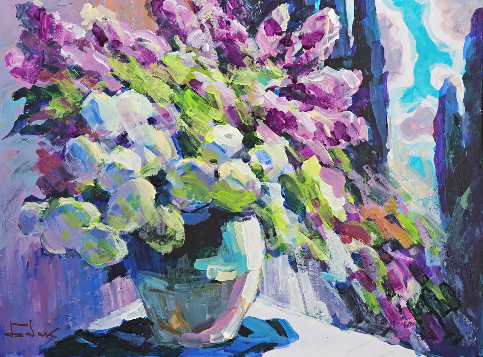 Acrylic painting Lilac Vyacheslav Petrovich Babac: 202BA Painter: Vyacheslav Petrovick Babac S?ze: 21x28 cm/ 8.26x11.02 inches Component: oil, cardboard Original painting from our collection ERA: 2023 About the artist: Born on August 24, 1946 to the
