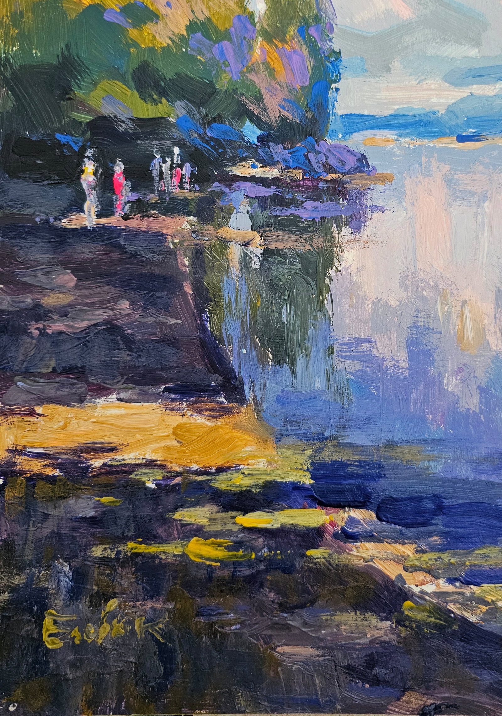 Acrylic painting Evening motif Vyacheslav Petrovich Babac - 5