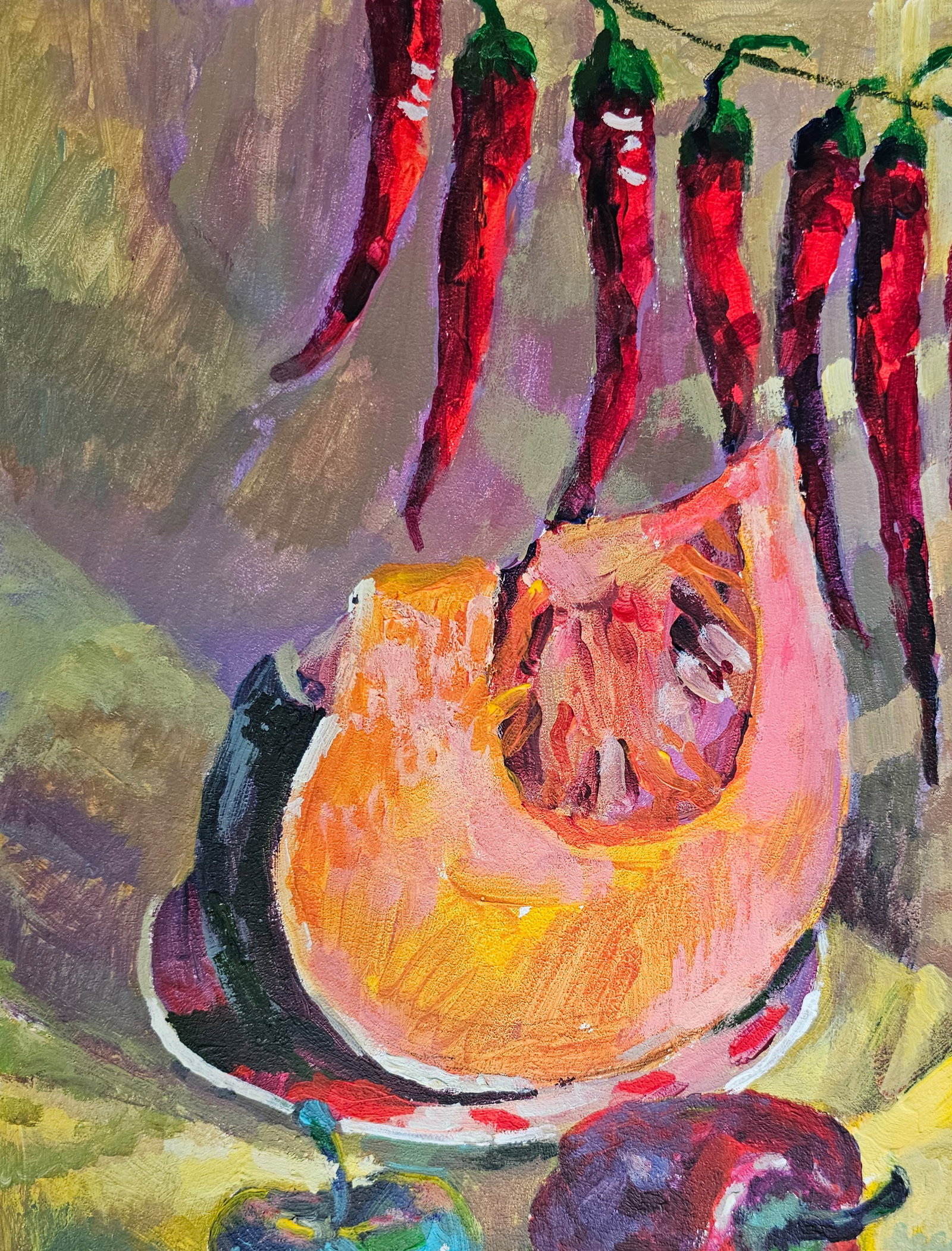 Acrylic painting still life with peppers Vyacheslav Petrovich Babac - 3