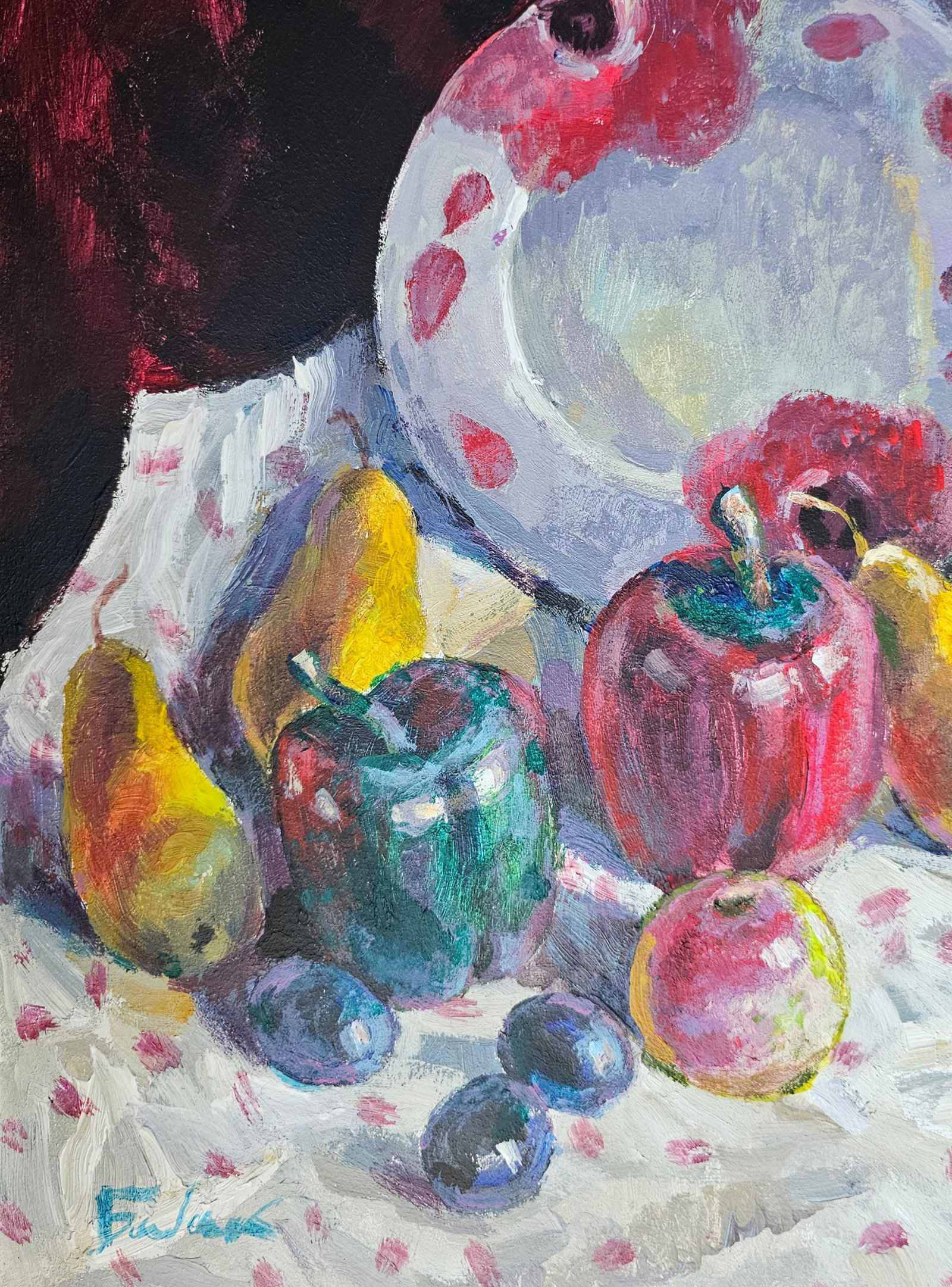 Acrylic painting still life with a plate Vyacheslav Petrovich Babac - 5