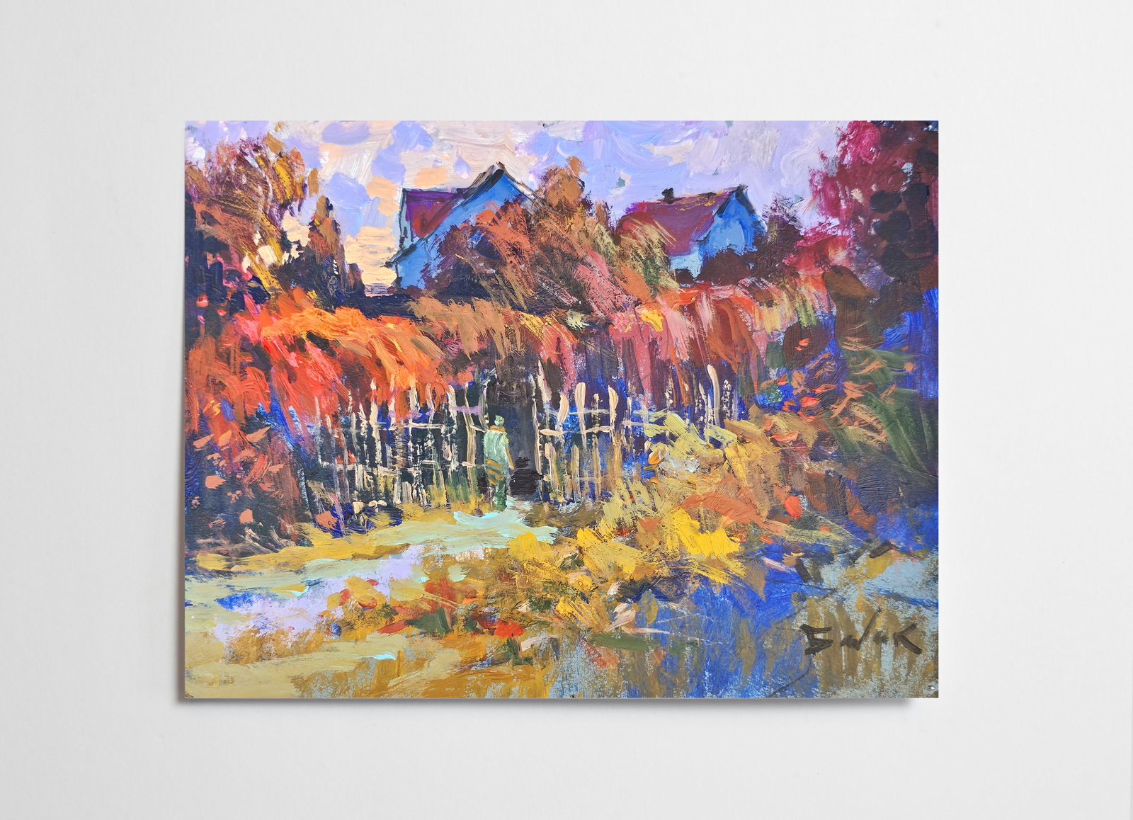 Acrylic painting Evening motif Vyacheslav Petrovich Babac - 10