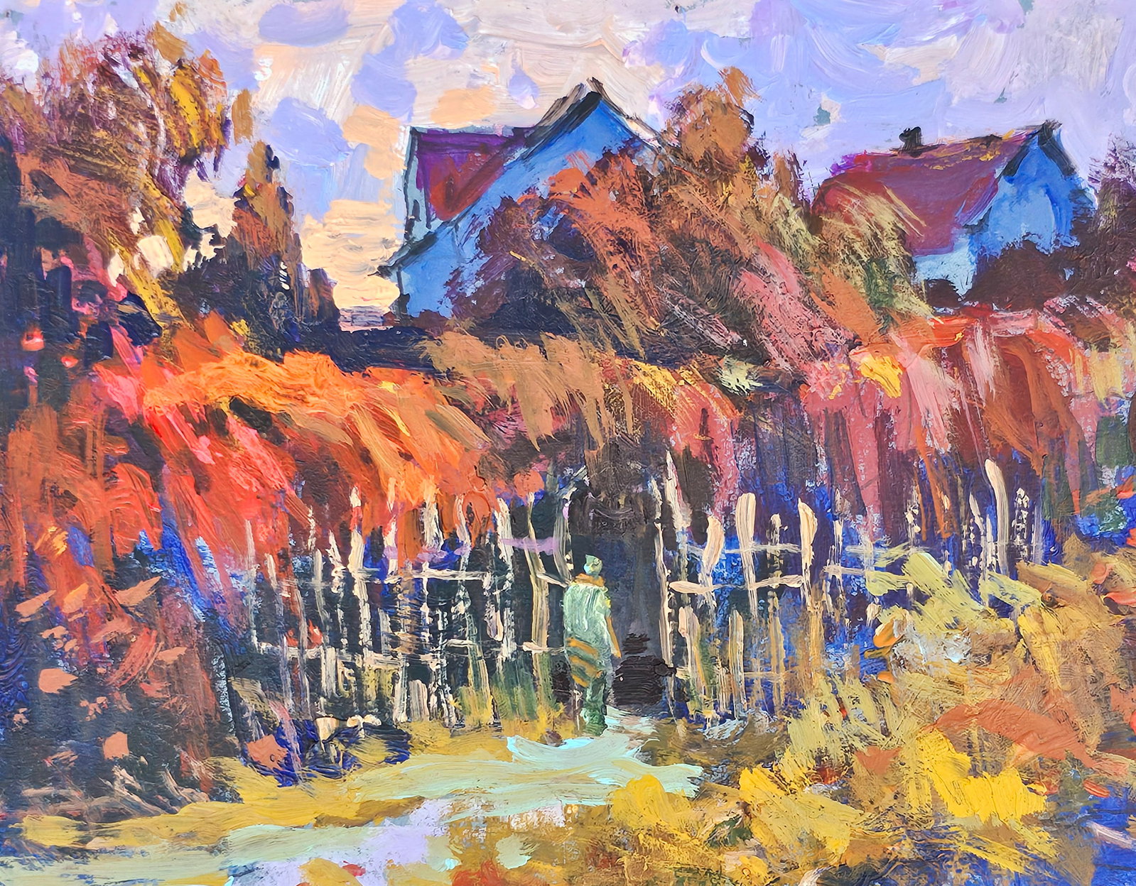 Acrylic painting Evening motif Vyacheslav Petrovich Babac - 3