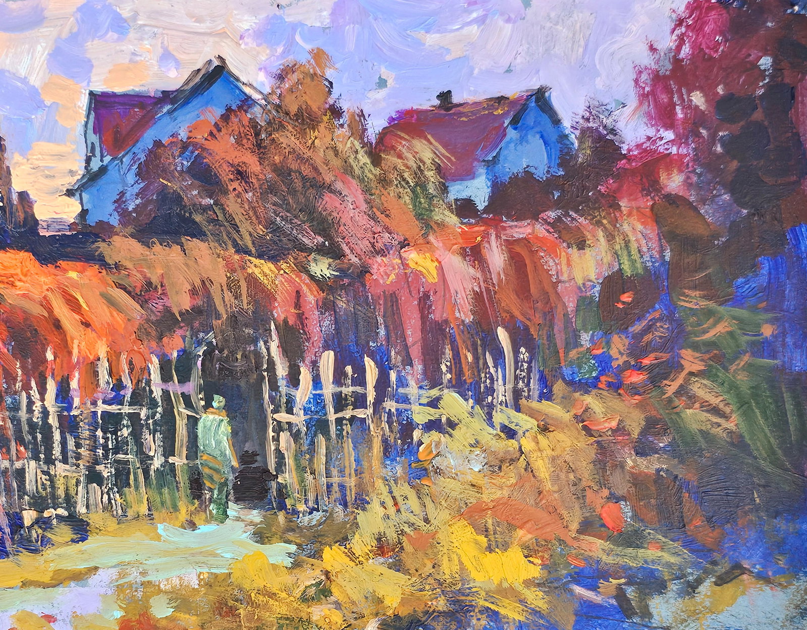 Acrylic painting Evening motif Vyacheslav Petrovich Babac - 4