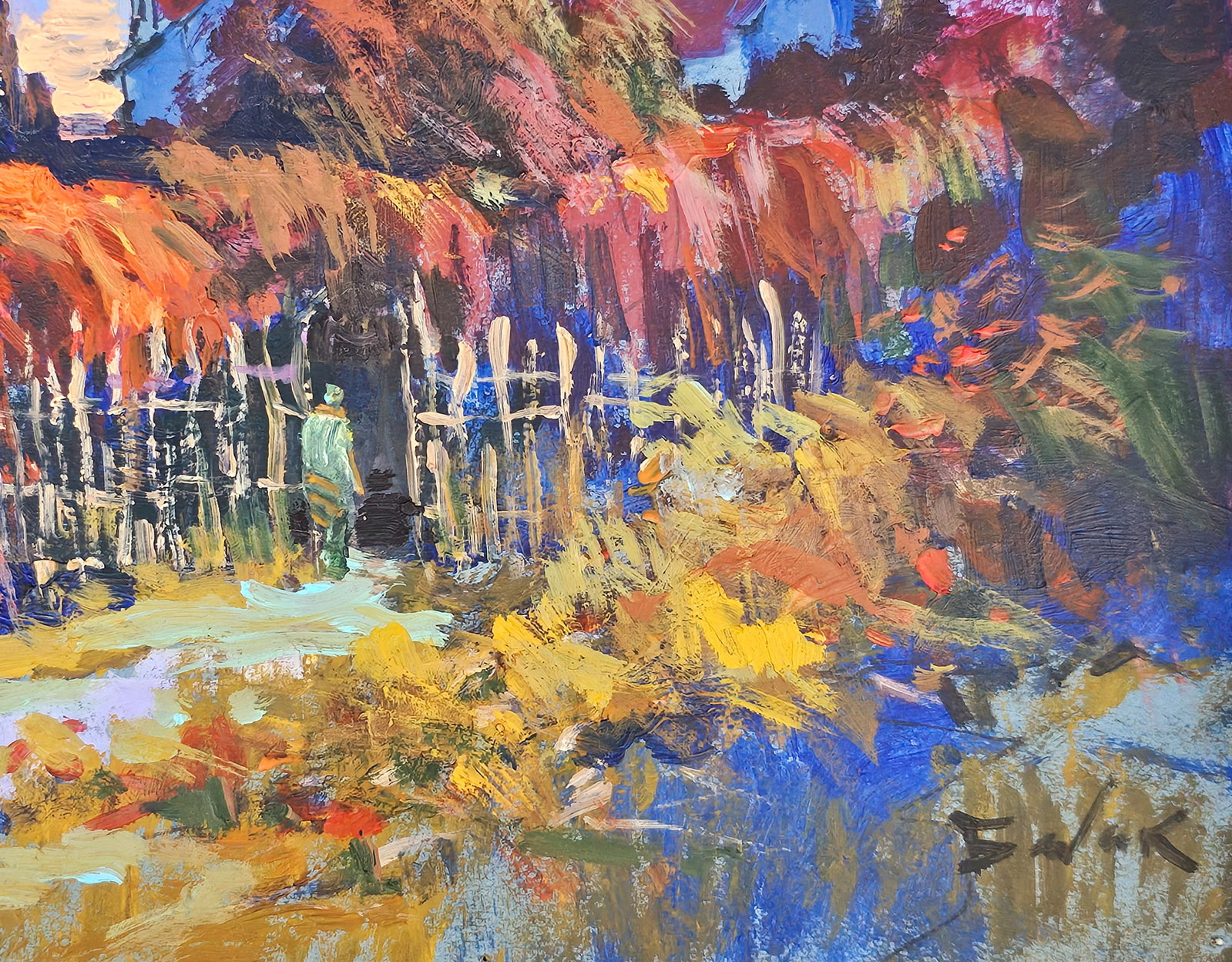 Acrylic painting Evening motif Vyacheslav Petrovich Babac - 6