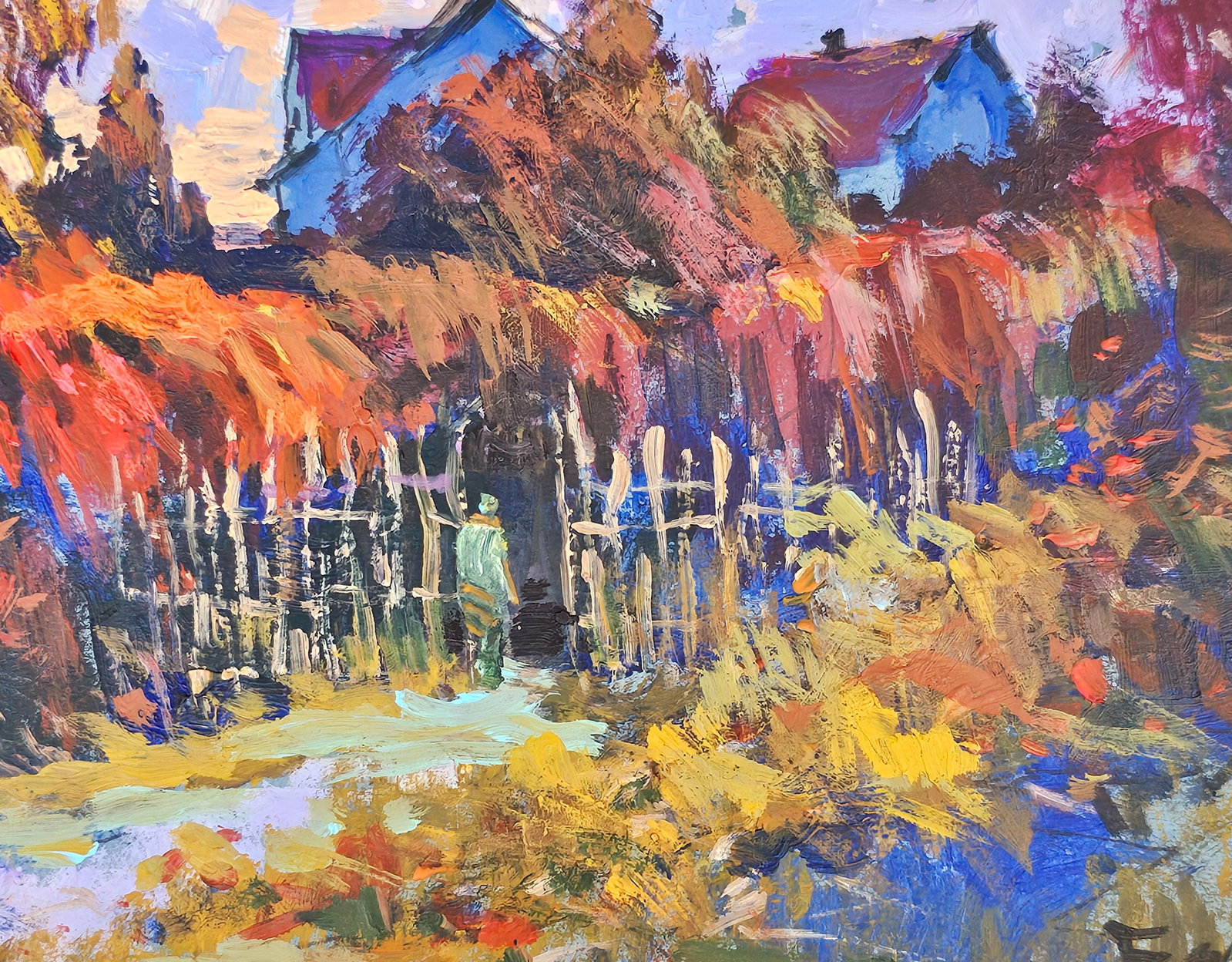 Acrylic painting Evening motif Vyacheslav Petrovich Babac - 7