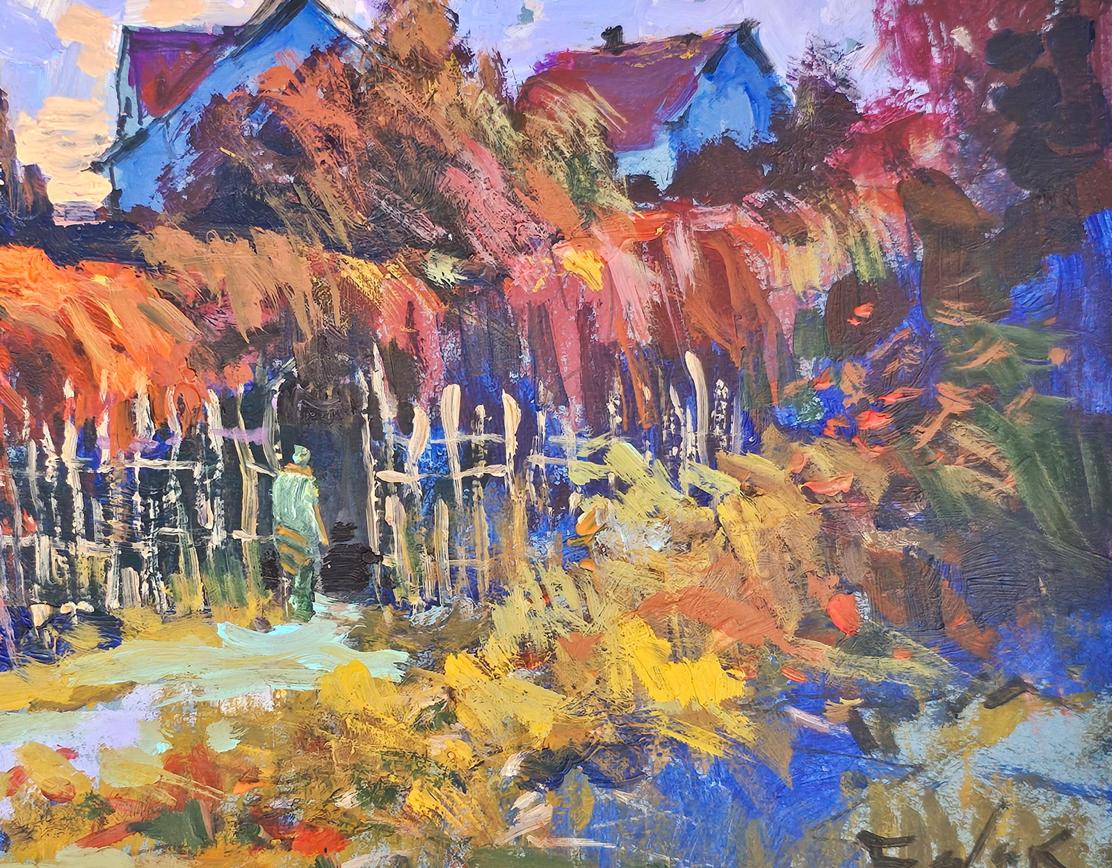 Acrylic painting Evening motif Vyacheslav Petrovich Babac - 9