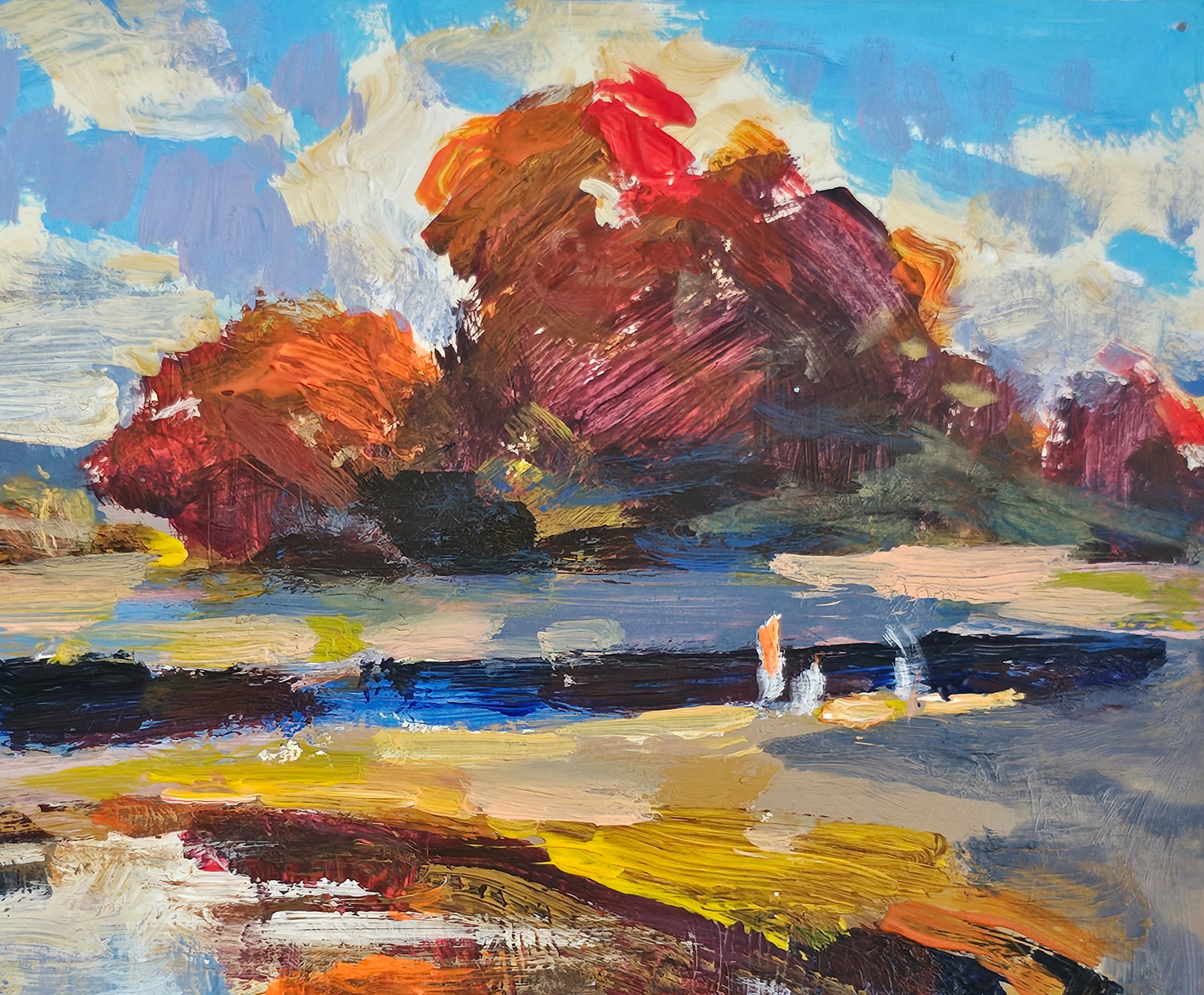 Acrylic painting red autumn Vyacheslav Petrovich Babac - 5