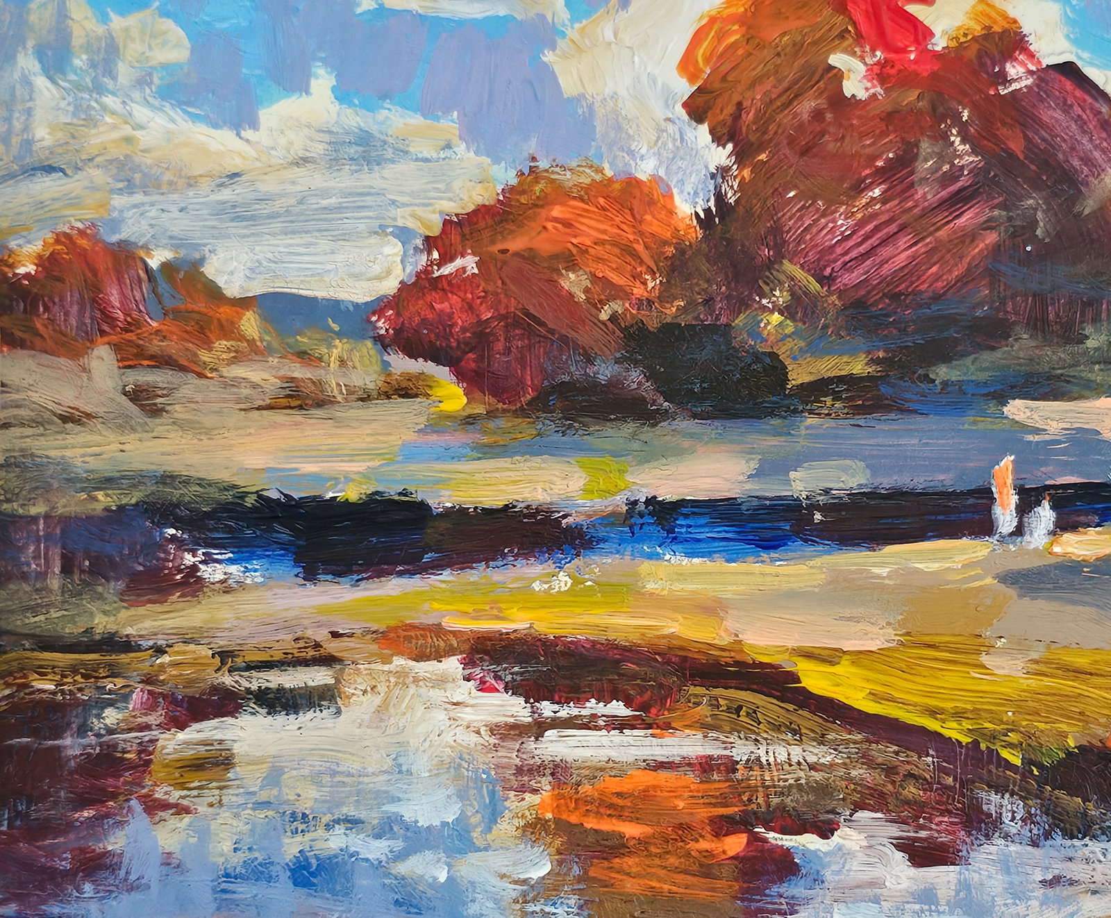Acrylic painting red autumn Vyacheslav Petrovich Babac - 9