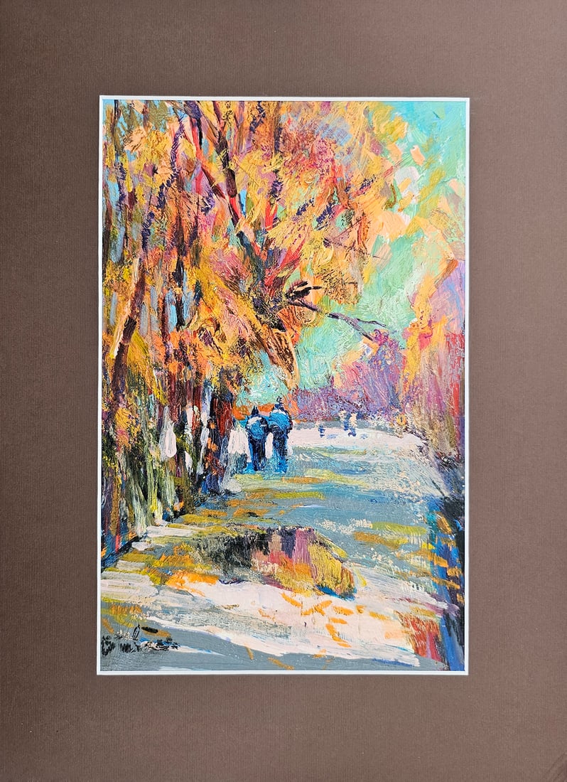 Acrylic landscape early snow Vyacheslav Petrovich Babac (1 of 9)