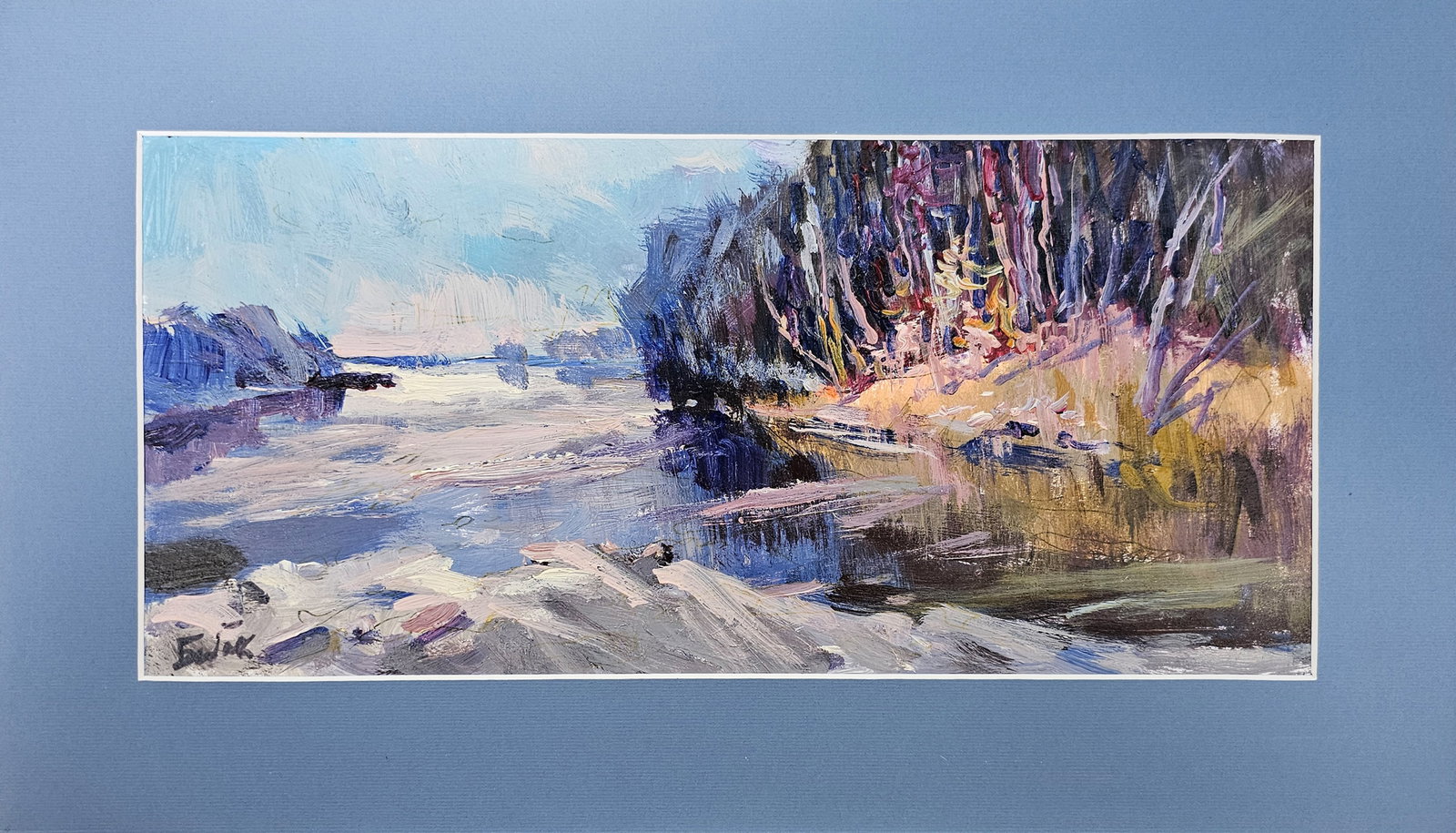 Acrylic landscape winter Vyacheslav Petrovich Babac (1 of 9)