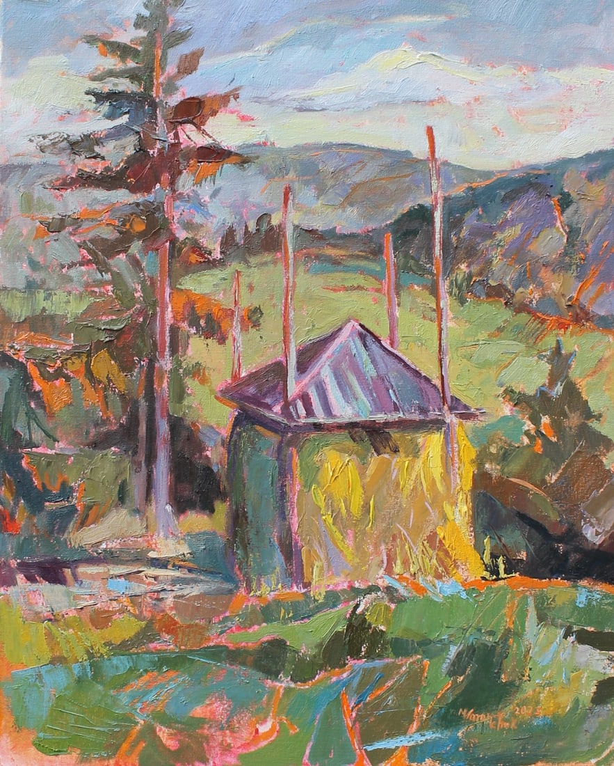 Oil acrylic painting Carpathian autumn Maria Voloschak: 10Vor Painter: Maria Voloschak S?ze: 50x40 cm/19,68x15,75 inches Components: oil, acrylic, canvas Original painting from our collection ERA: 2023 Short information: The Ukrainian artist and painter