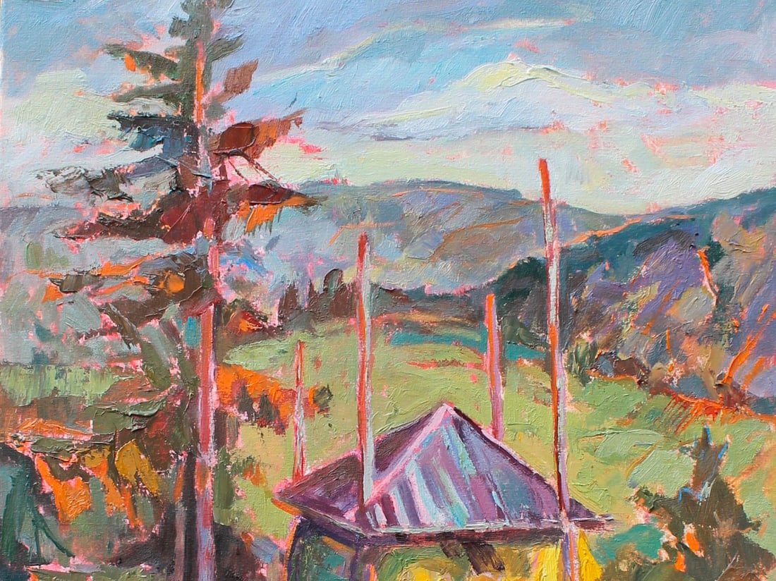 Oil acrylic painting Carpathian autumn Maria Voloschak - 2