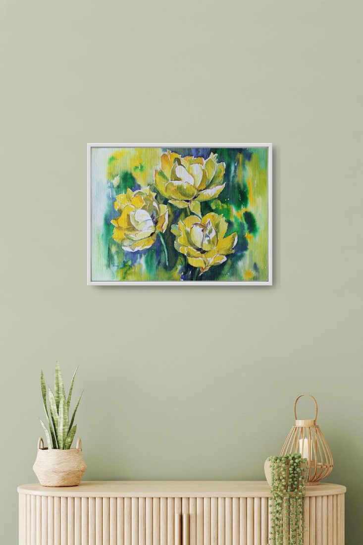 Watercolor painting Yellow tulips Maria Voloschak - 10