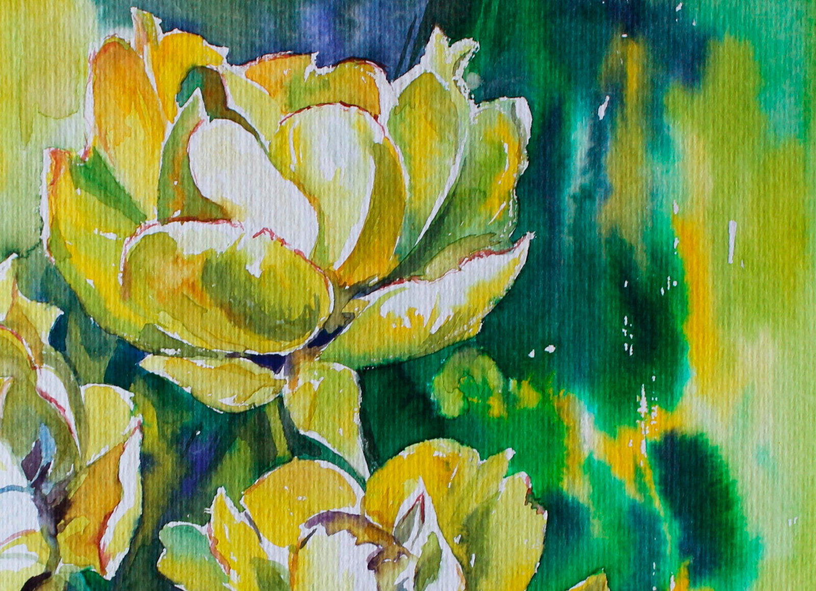 Watercolor painting Yellow tulips Maria Voloschak - 3