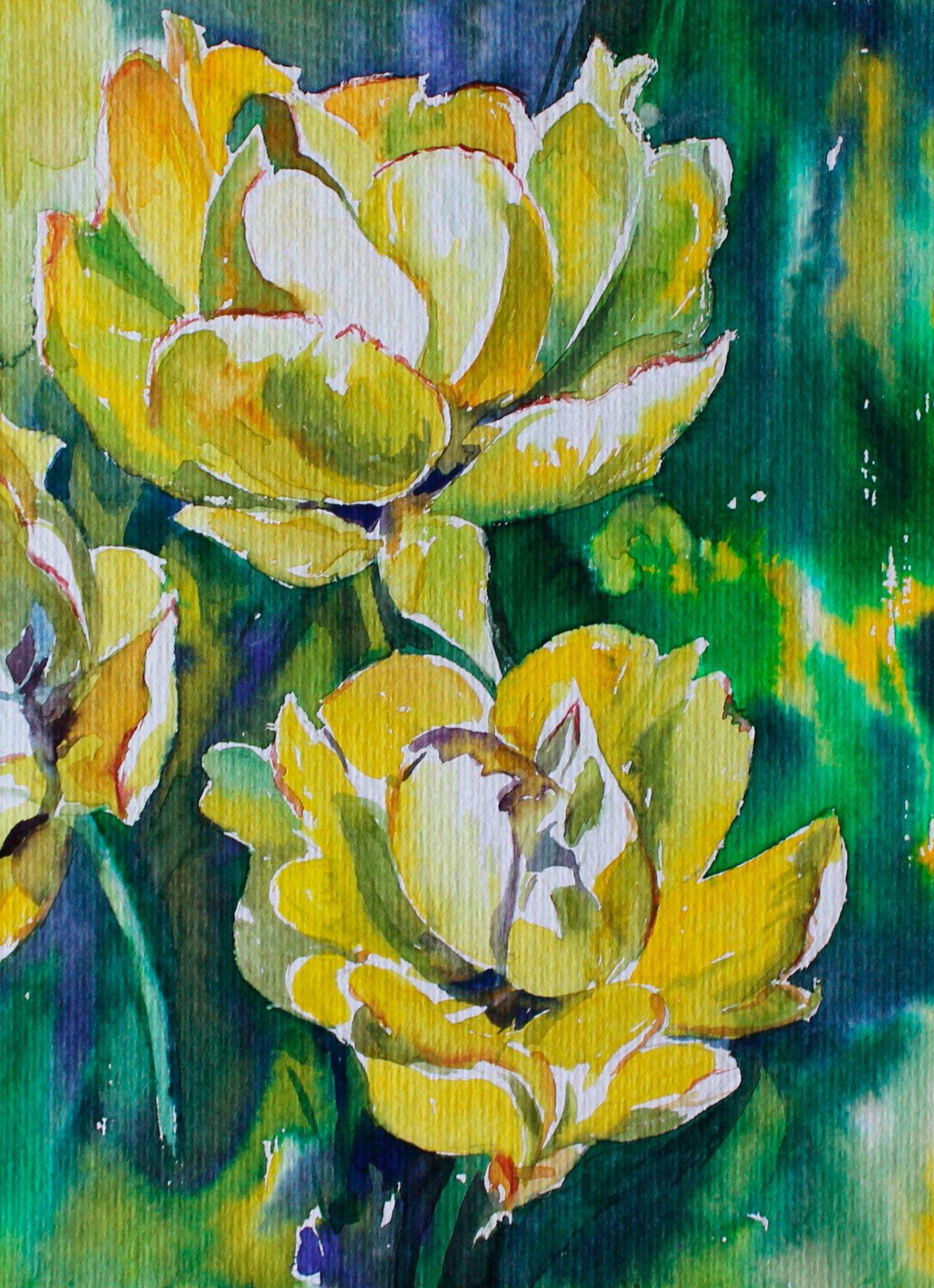 Watercolor painting Yellow tulips Maria Voloschak - 6