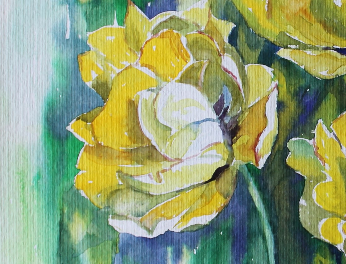 Watercolor painting Yellow tulips Maria Voloschak - 7