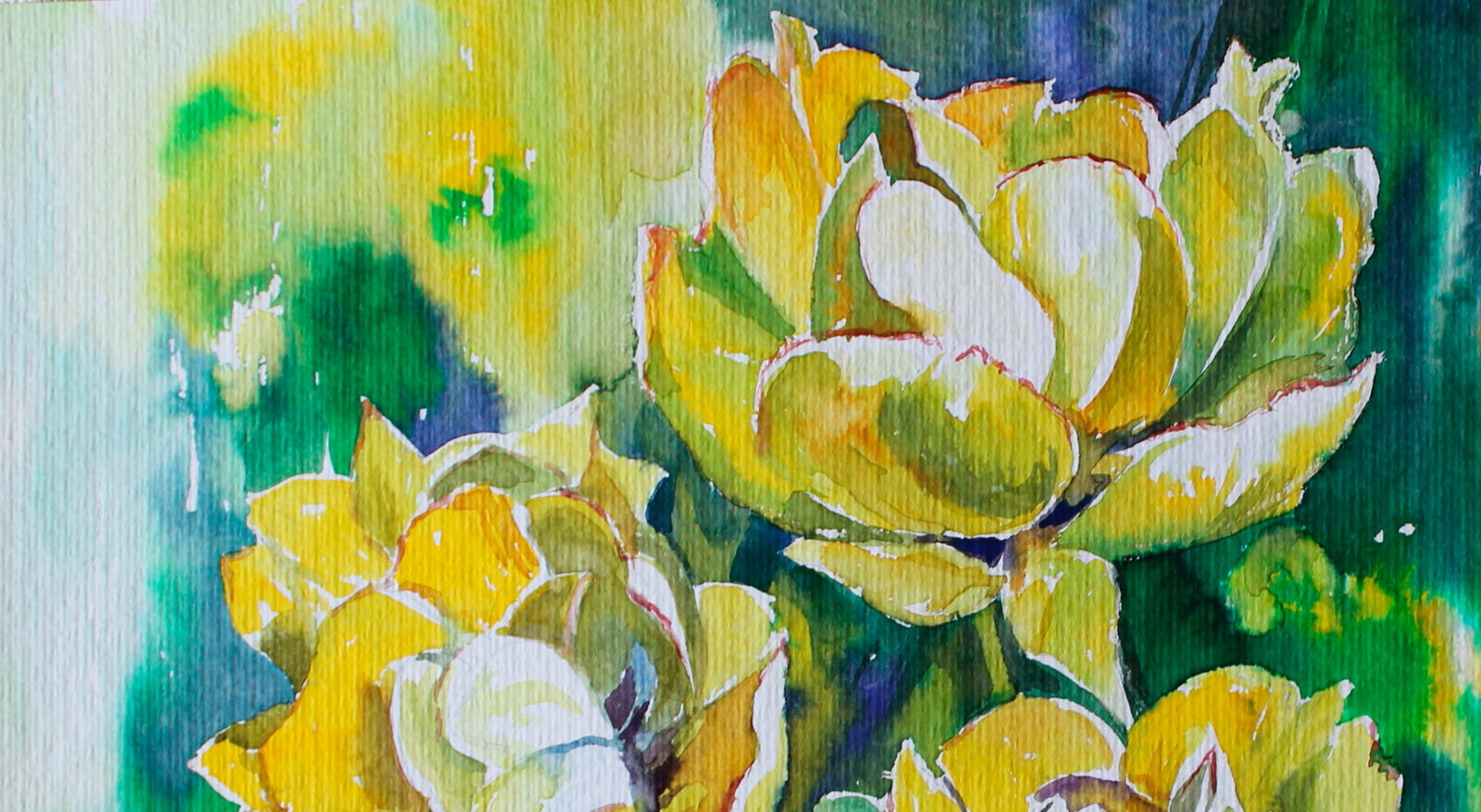 Watercolor painting Yellow tulips Maria Voloschak - 9