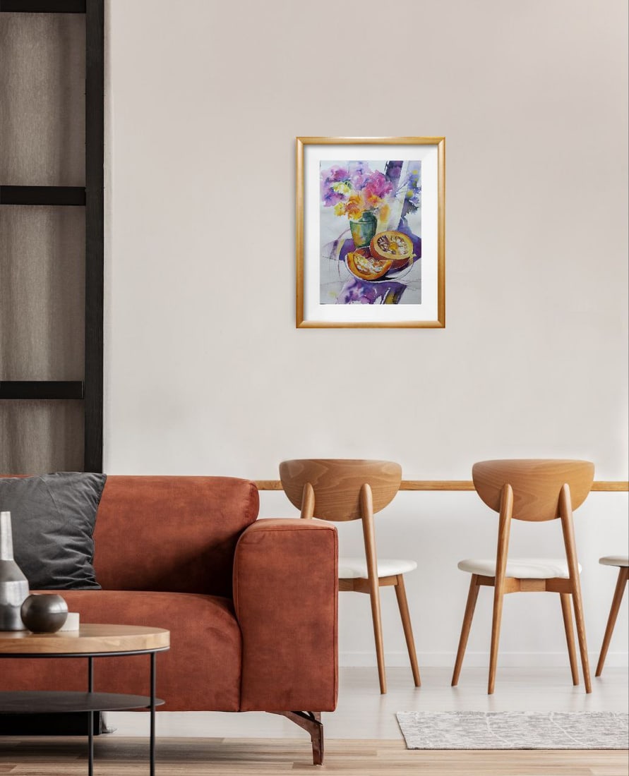 Watercolor painting Still life with pumpkin Maria Voloschak - 3