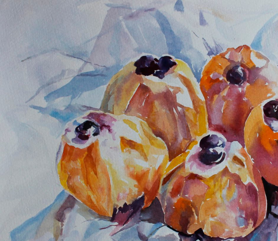 Watercolor painting Cooked apples Maria Voloschak - 7