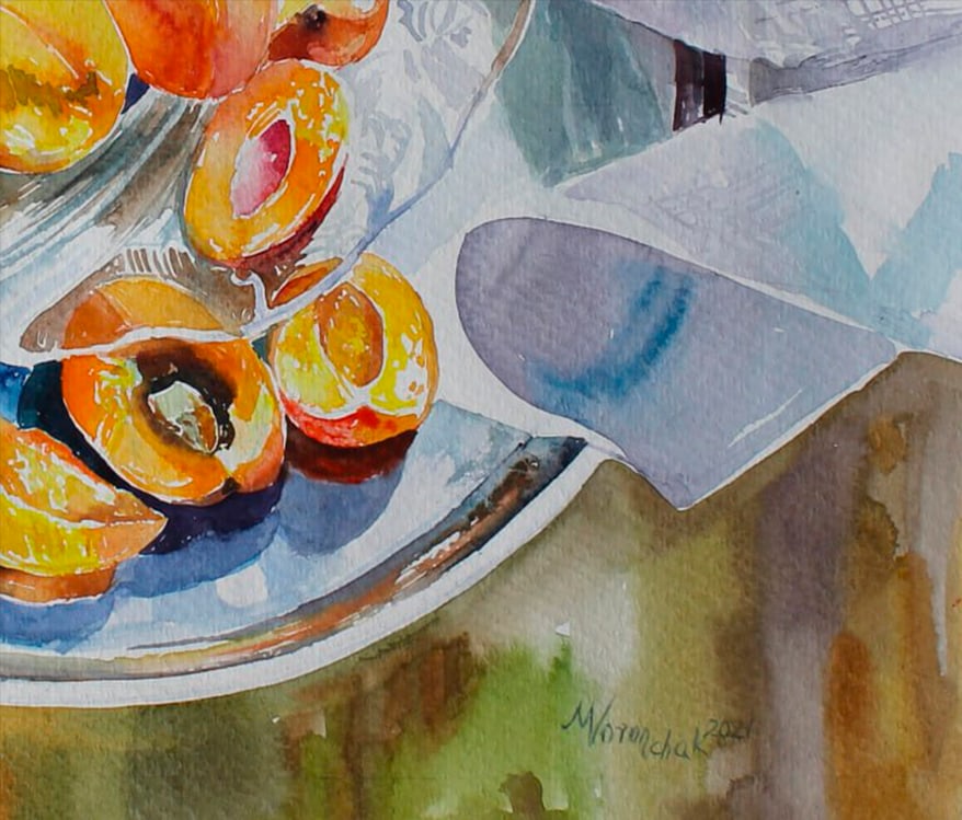 Watercolor painting Still life with peaches Maria Voloschak - 3