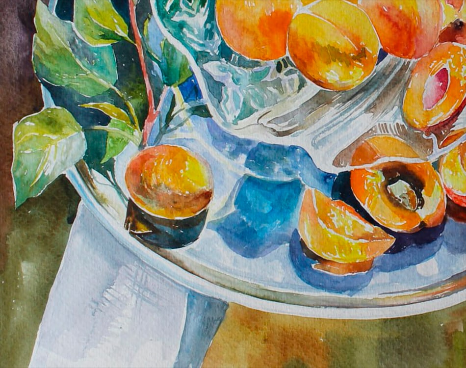 Watercolor painting Still life with peaches Maria Voloschak - 4