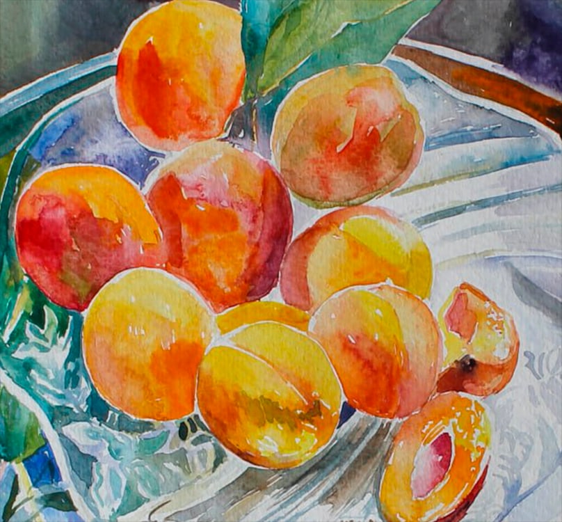 Watercolor painting Still life with peaches Maria Voloschak - 6