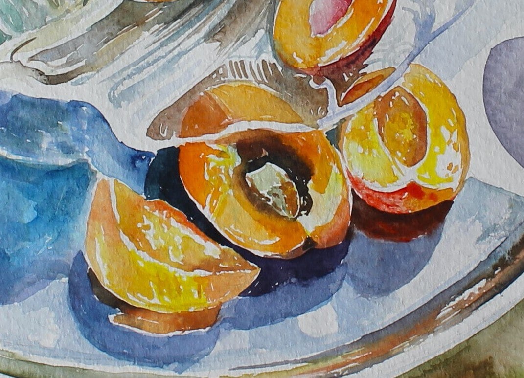 Watercolor painting Still life with peaches Maria Voloschak - 8