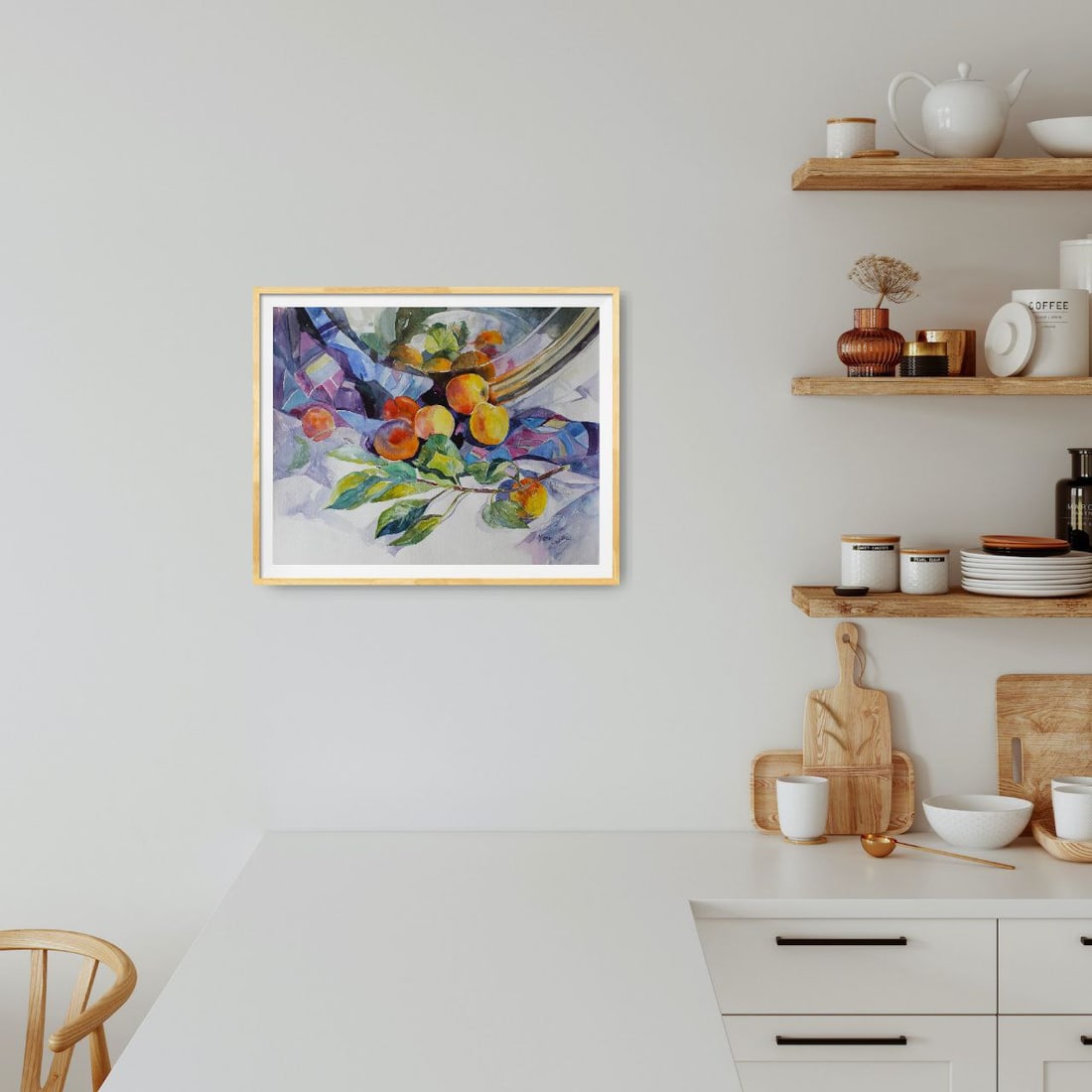 Watercolor painting Still life with apricots Maria Voloschak - 11