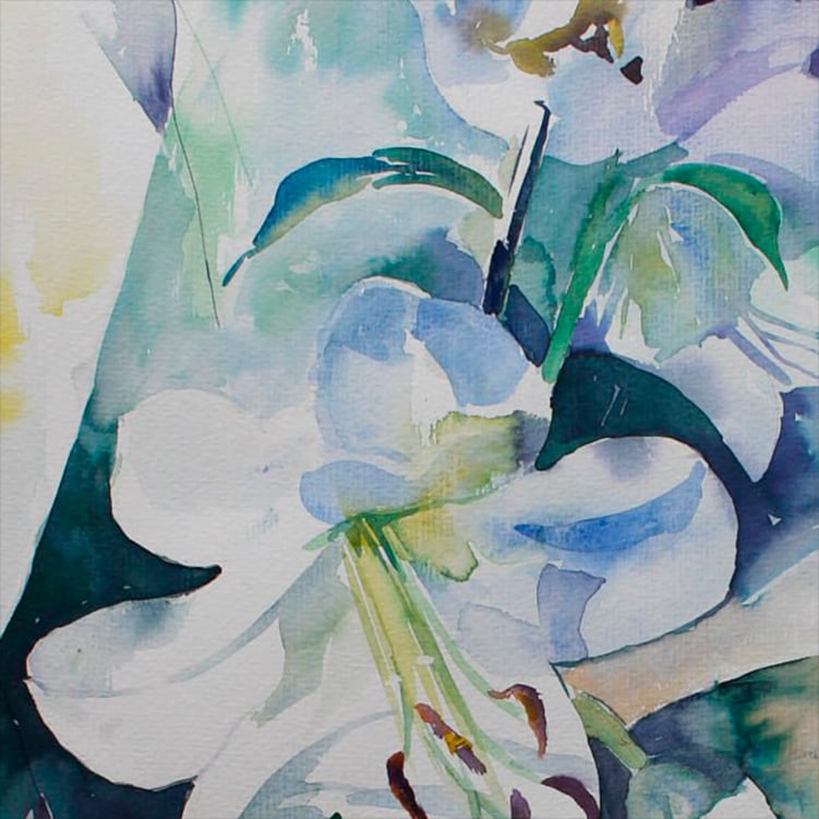 Watercolor painting Still life with lily Maria Voloschak - 5