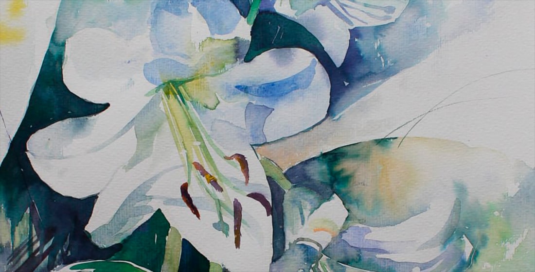Watercolor painting Still life with lily Maria Voloschak - 8