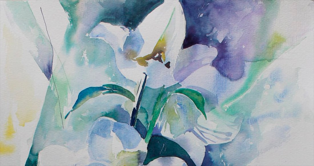 Watercolor painting Still life with lily Maria Voloschak - 9